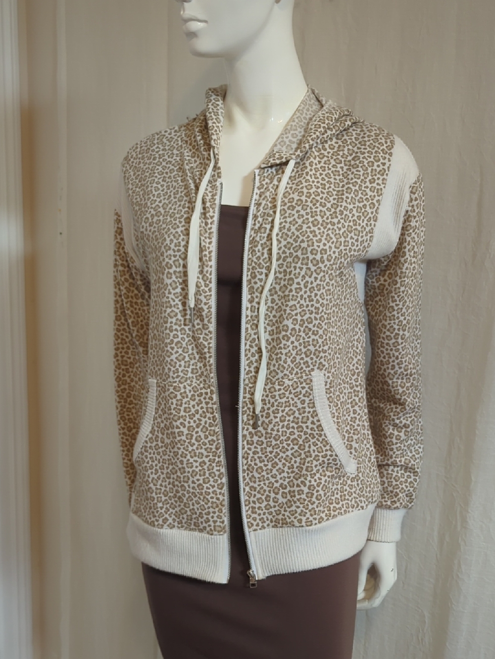 C&C California Cheetah Print Hoodie Jacket Size Small